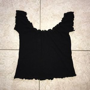 Ribbed Black off the shoulder crop top
